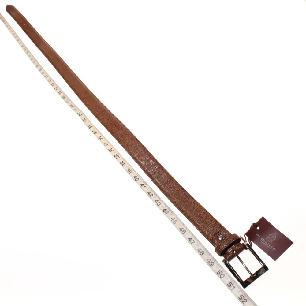 Di Bianco NWT Cut to Size Dress Belt In Solid Brown Pebbled Leather One Size
